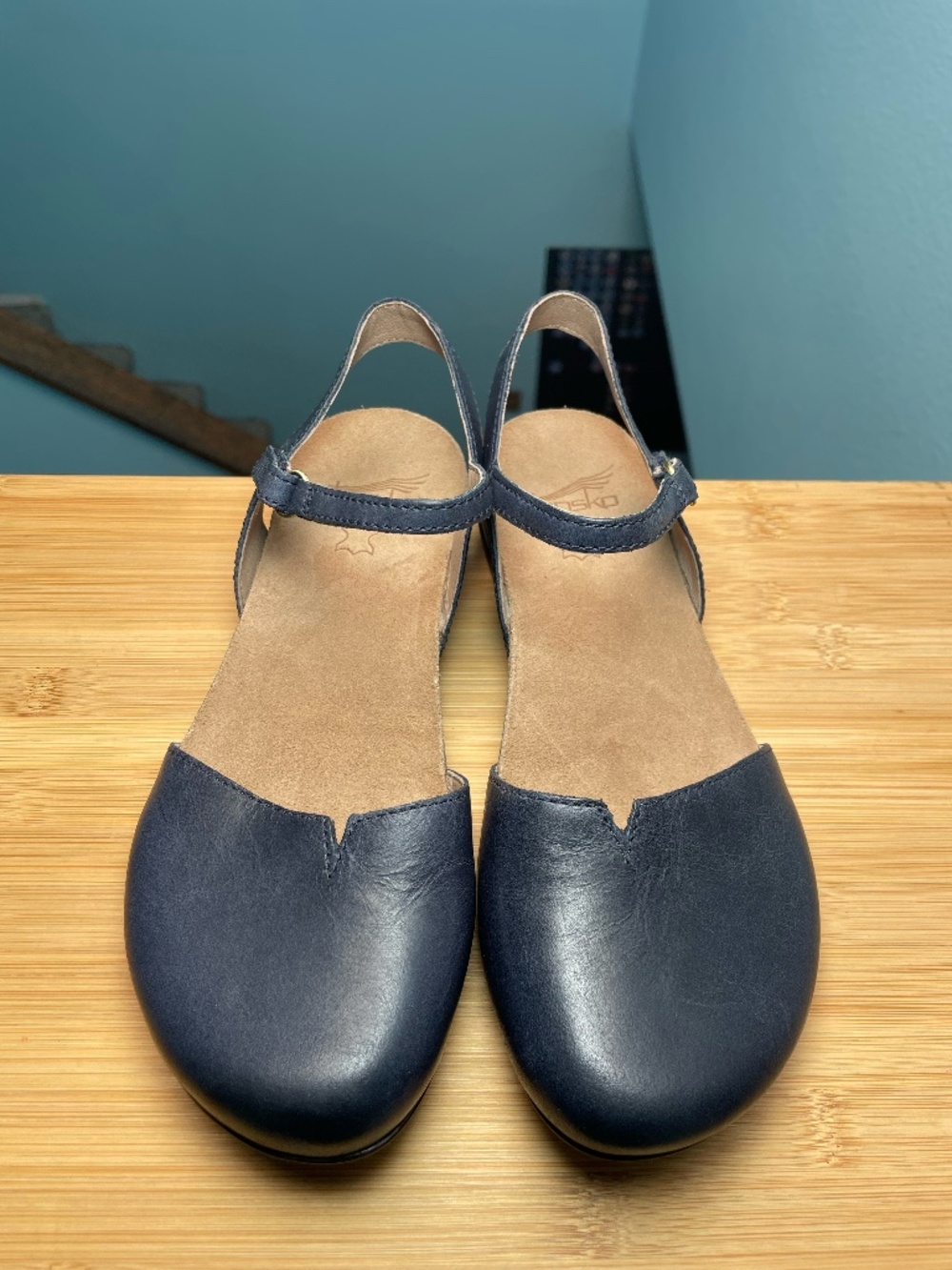 Dansko Rowan Navy Waxy Burnished Leather Mary Jane Slingback Shoes 37 6.5 7 EUC!